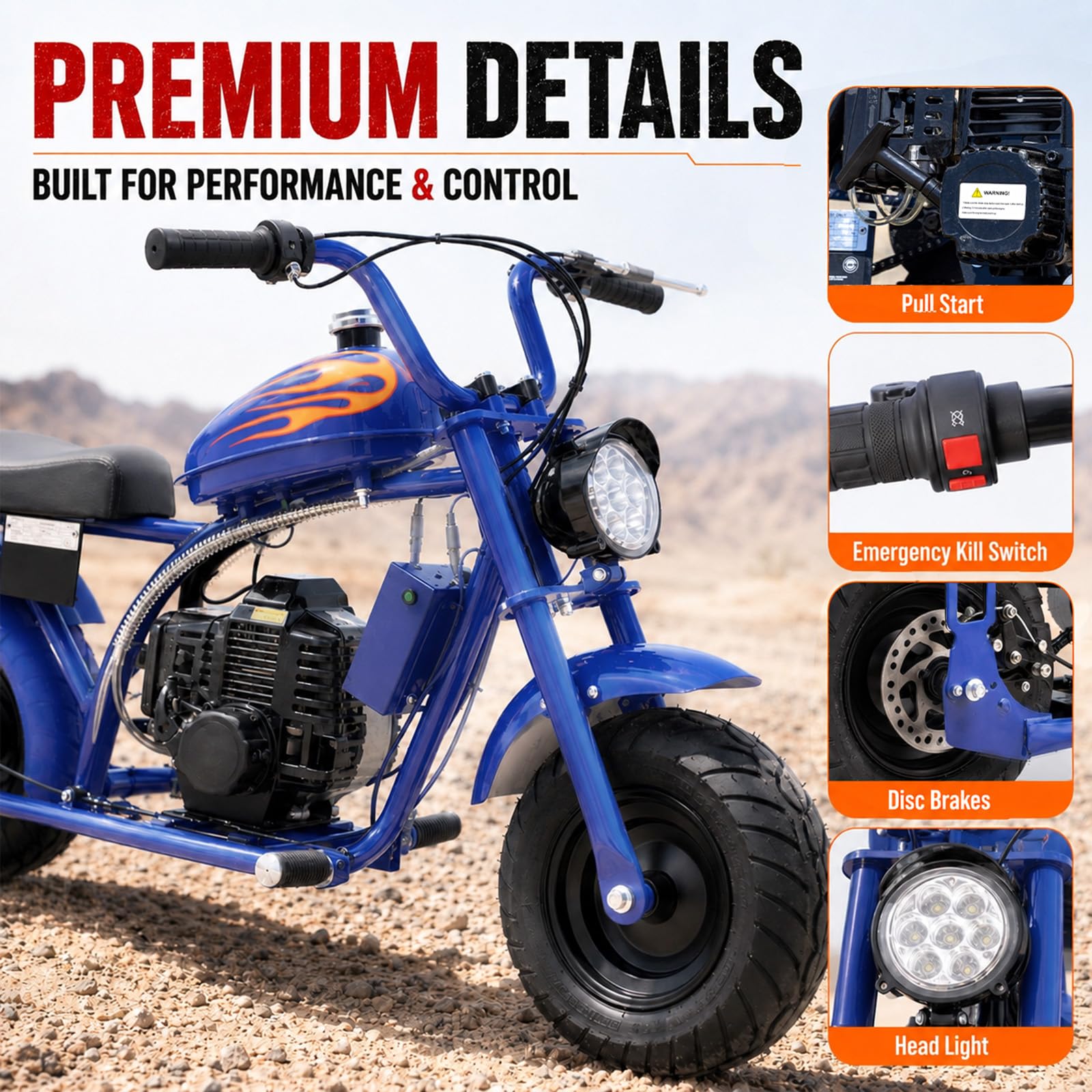 Amazon.com: HOVER HEART Gas Mini Chopper Bike,40CC 4-Stroke Dirt